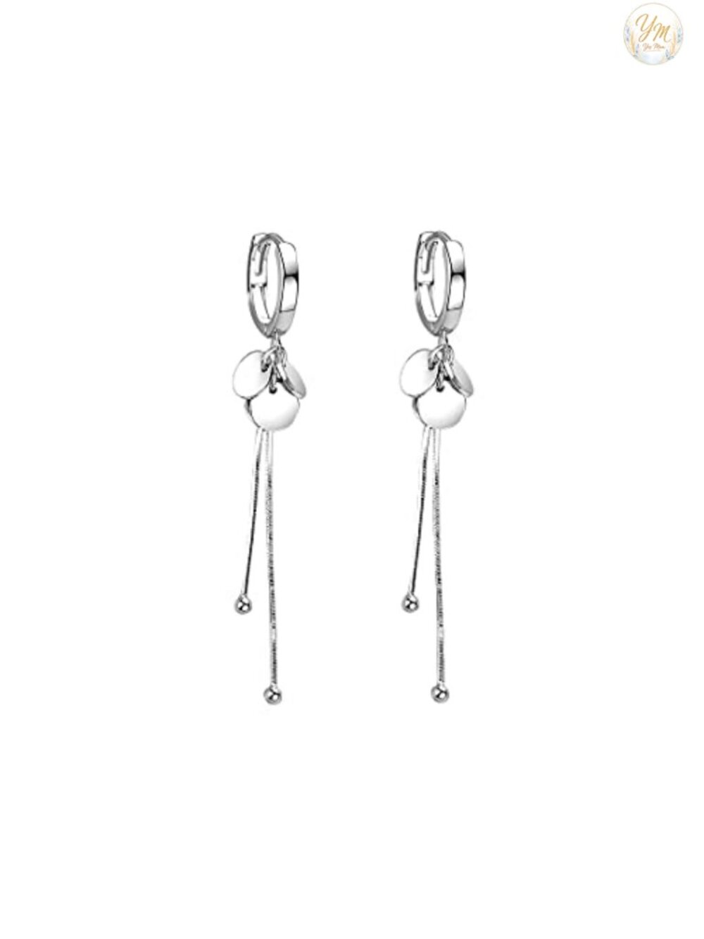 925 Sterling Silver Disc Dangle Hoop Earrings Tassel Women